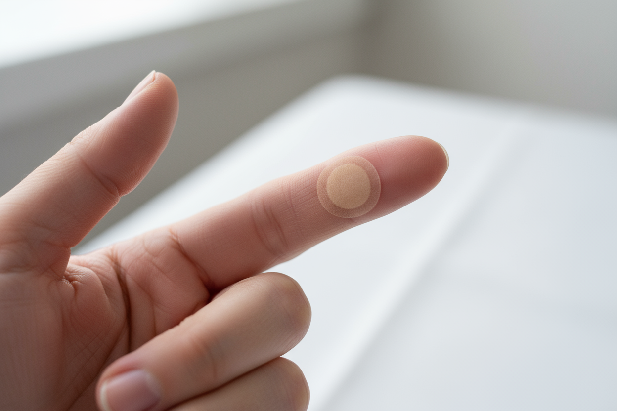 Persona usando parche para verrugas